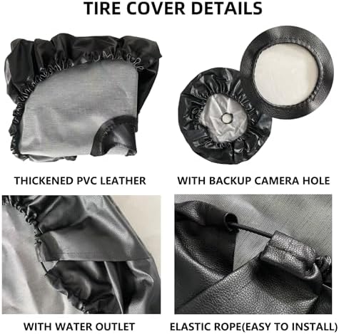 Black White Retro American Flag Spare Tire Cover - Image 3