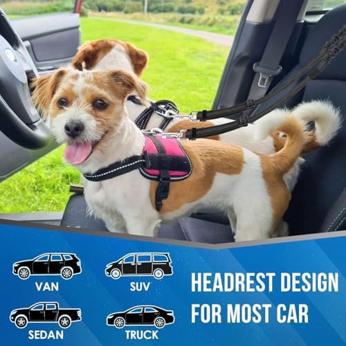 Dog Seat Belt for Car, Dual Pet Vehicle Headrest Restraint Safety Seatbelt - Image 6