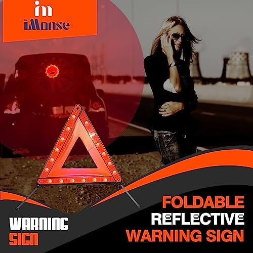 Emergency Roadside Reflective Triangles Warning Safety Kit - Image 2