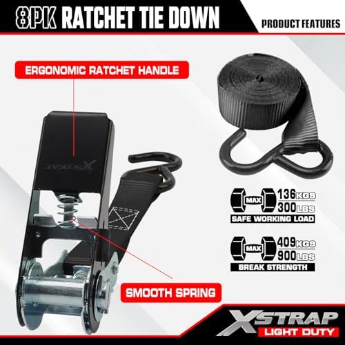 XSTRAP STANDARD 8-PK Ratchet Tie Down Straps - Image 4