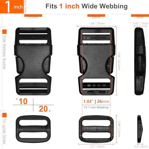 1 inch Straps and Buckles Set: 12 Yard Nylon Webbing Strap 1" Wide, 10 Pack - Image 2