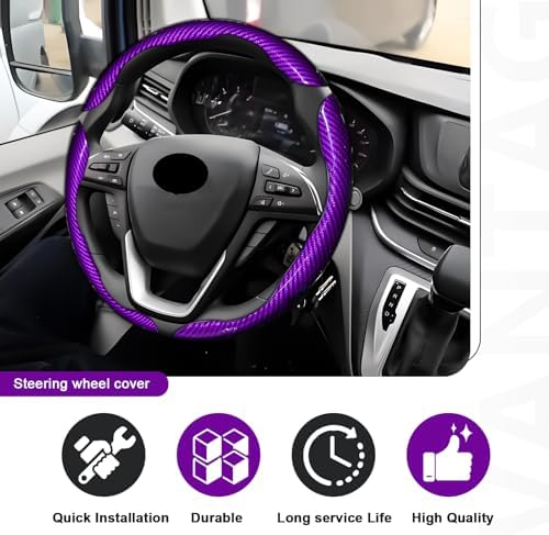 3pcs Universal Carbon Fiber Steering Wheel Cover - Image 5