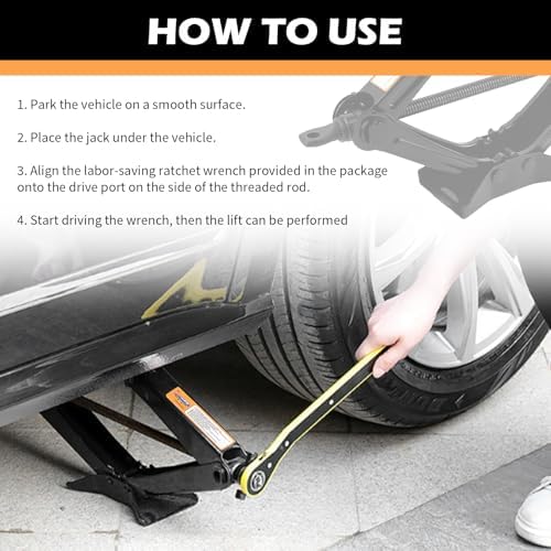 1T Scissor Jack for Car with Ratchet Wrench Kit, Heavy Duty Scissor Car Jack - Image 6