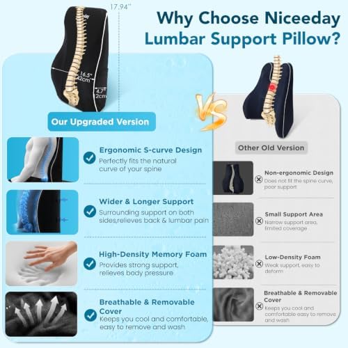 Niceeday Lumbar Support Pillow for Office Chair Car Back Support Pillow - Image 5