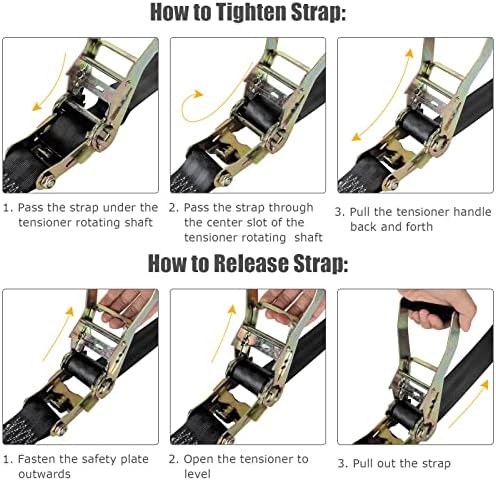 2 Pack 2 Inch Ratchet Straps Heavy Duty 20ft Tie Down Straps Ratchet - Image 6