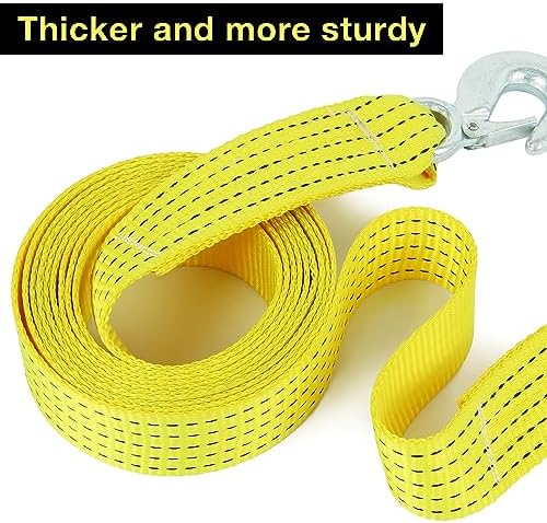 Tow Straps with Hooks 2" x20', Heavy Duty 15, 000 lbs Breaking Strength - Image 3