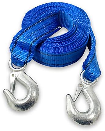 HFS Heavy-Duty Tow Strap with Hooks | 10, 000-Pound Capacity | Woven Polyester by HFS