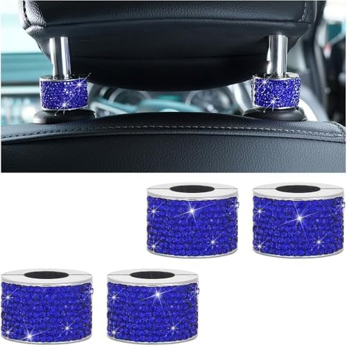 4PCS Crystal Rhinestone Bling Car Headrest Collars, Automotive Magnetic by MINGZAIQIPEI