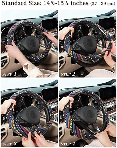 SEG Direct Boho Steering Wheel Cover, Baja Blanket Cloth, Coarse Flax - Image 6
