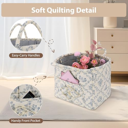 Storage Basket Boho Fabric Large Collapsible Floral Laundry Nursery Hamper - Image 6