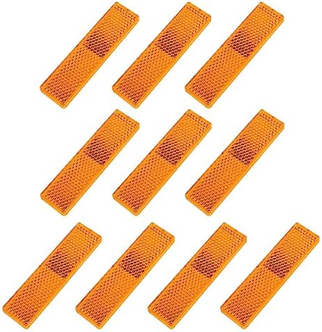 10 Pack Orange Reflectors Self-Adhesive Rectangular, Quick Mount by FajerminArt