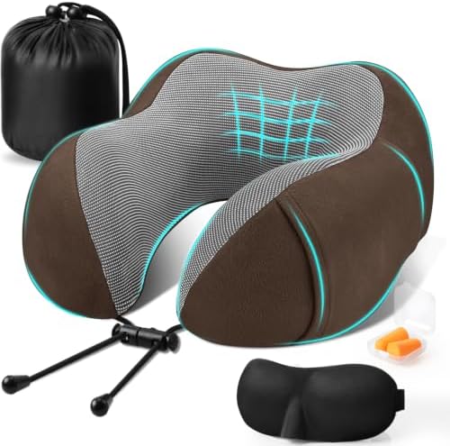 CloudBliss Travel Pillow for Airplanes, Memory Foam Neck Pillow Set by CloudBliss