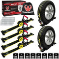 4Pack UTV Wheel Chock Tie-Down Kit, 2 in x 8 ft Heavy Duty Trailer Tire Straps by ARMORLOGISTICS