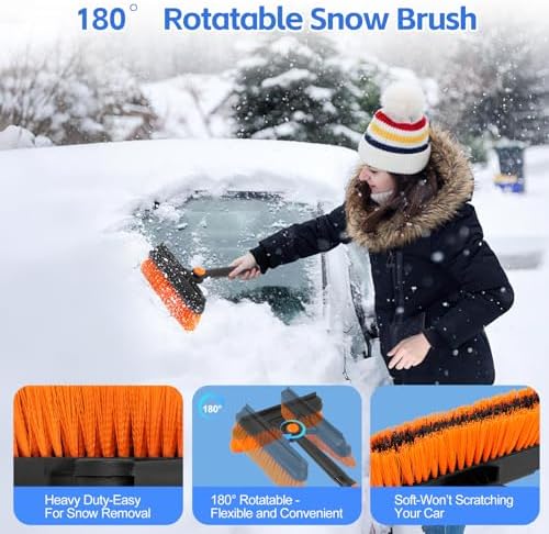 5-in-1 Ice Scrapers Snow Shovel Snow Brush Kit, Extendable Aluminum Foam Grip - Image 5