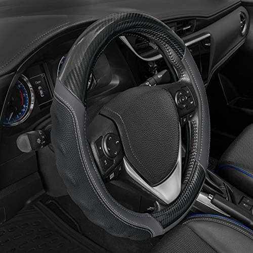 Motor Trend UltraSport Gray Carbon Fiber Steering Wheel Cover, Standard 15 inch - Image 4