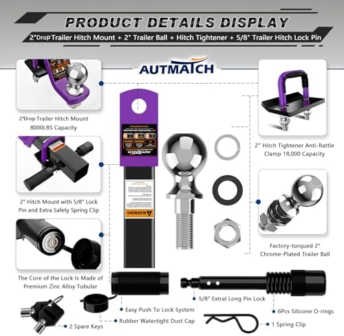 AUTMATCH Trailer Hitch Ball Mount - Image 2