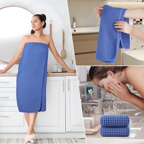 POLYTE 430 GSM Poly Blend Microfiber Quick Dry Waffle Bath Towel Set of 6 - Image 5
