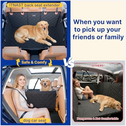 Convertible Back Seat Extender for Dogs, Foldable 400lbs Hard Bottom Dog Car - Image 2