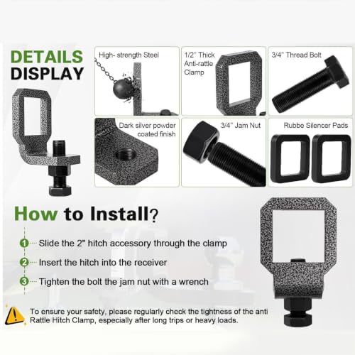Luocute 2 Inch Hitch Anti Rattle Stabilizer, Clamp - Image 5