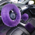 Purple Fluffy Sheepskin Car Steering Wheel Covers by Yontree