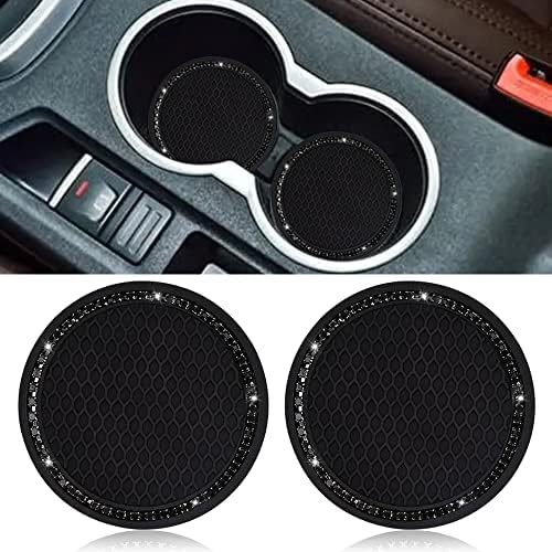 2 Pack Car Cup Holder Coaster, 2.75 Inch Bling Cup Holder Insert Mat by SUNCARACCL