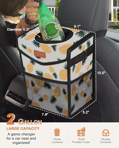 Pritent Car Trash Can with Lid Leakproof Car Garbage Bag Vehicle Trash Bin - Image 2