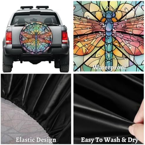Spare Tire Cover for RV Trailer, Glass Dragonfly Pattern Tire Covers Universal - Image 4