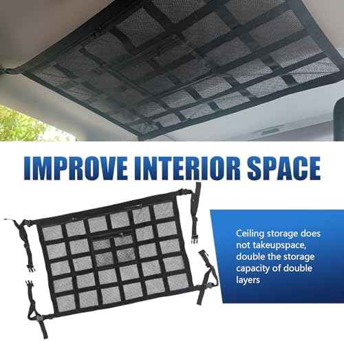 Car Ceiling Cargo Net Pocket, Universal Heavy Duty Automotive Roof Storage - Image 6