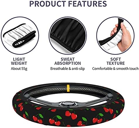 Red Hearts Cherry Steering Wheel Covers Non Slip Neoprene Steering Wheel - Image 5