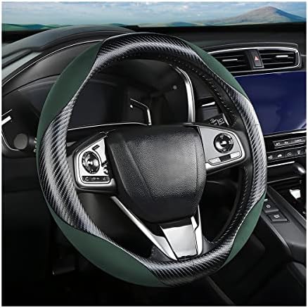 Moly Magnolia 15 Inch Car Steering Wheel Cover, Carbon Black/Green by Moly+Magnolia