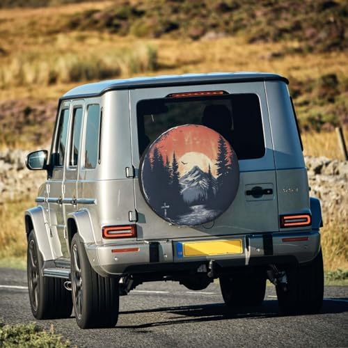 Spare Tire Cover Mountains Sunset Landscape Wheel Covers Weatherproof Universal - Image 6