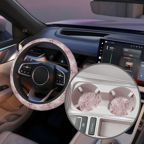 Rose Gold Leopard Print Steering Wheel Cover - Image 5