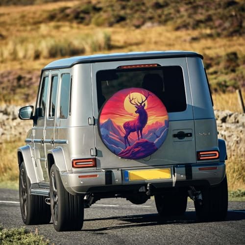 Abstract Mountain Sunset and Deer Spare Tire Cover Wheel Protectors - Image 7