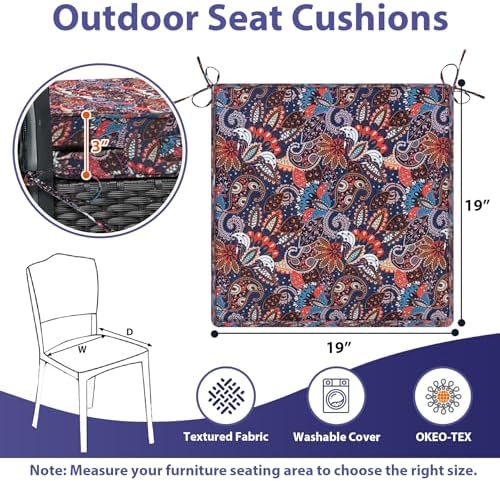 IPYNBAP Outdoor Chair Cushions Set of 4 -Waterproof Outdoor Seat Cushions - Image 6