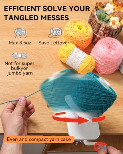 SPEENSUN 3.5 OZ Manual Yarn Cake Winder, Low Noise Spinner - Image 2