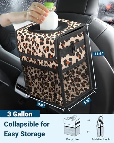 Capolo Car Trash Can with Lid, Leakproof Car Garbage Can Car Trash Bag - Image 2