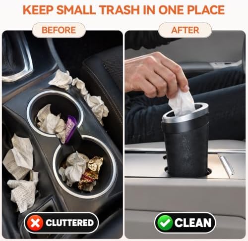 Car Trash Can with Lid, Mini Cup Holder Trash Can with 30 Bags, 900ML - Image 5
