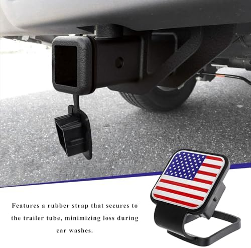 2 Inch Rubber Trailer Hitch Cover, Dustproof American Flag Hitch Cover Tube - Image 4