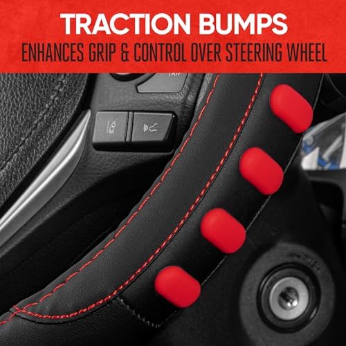 Motor Trend FlexGrip Red Steering Wheel Cover - Image 6