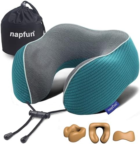 napfun Neck Pillow for Travel, Memory Foam Airplane Pillow by NAPFUN