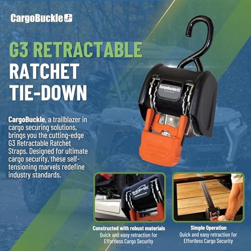 CargoBuckle G3 Heavy Duty Retractable Ratchet Straps, 2 in x 6 Ft - Image 6