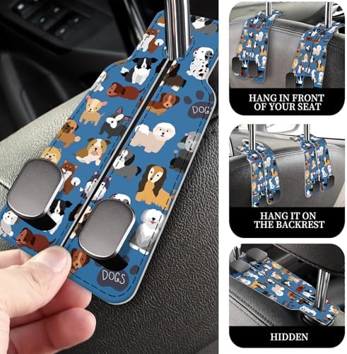 PU Leather Car Seat Hook, Storage Headrest Hanger, Cute Car Backseat Organizer - Image 3
