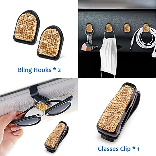 ToBeQueen 15 Pack Champagne Gold Bling Car Accessories Set - Image 5