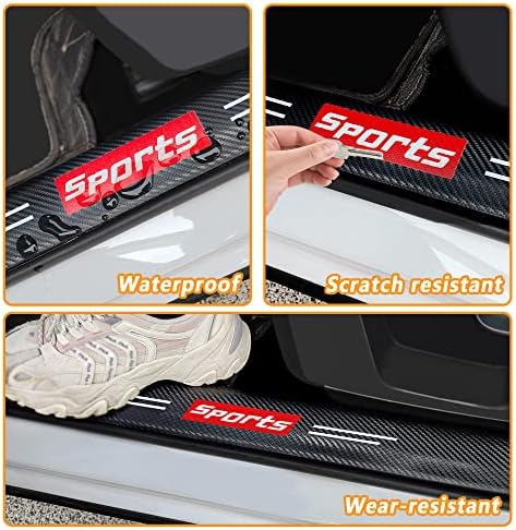 4Pcs Car Door Sill Protector, Sport Carbon Fiber Threshold Anti-Scratch Sticker - Image 5