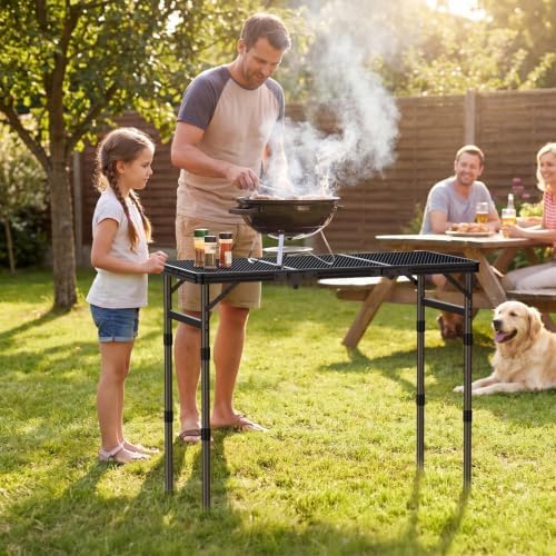 3ft Folding Grill Table, Heat-Resistant Tabletop 3 Heights 27.5" - Image 2