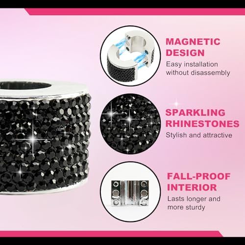 Rislobx 2PCS Magnetic Car Headrest Collars, Rhinestone Car Head Rest Collars - Image 3