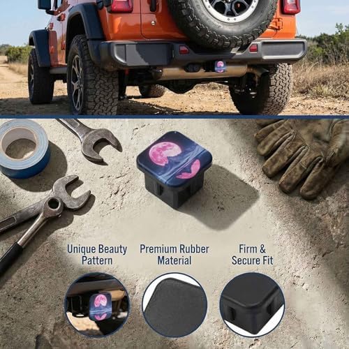 2 Inch Pink Moon Snowy Mountain Trailer Hitch Cover Rubber Receiver Tube Plug - Image 3