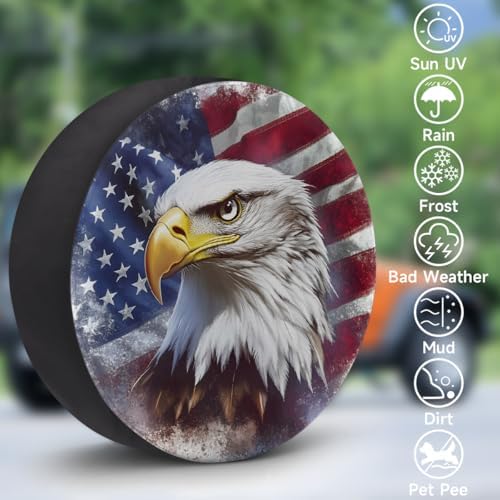 Spare Tire Cover for RV Trailer, American Flag Eagle Waterproof Sun Leather - Image 3