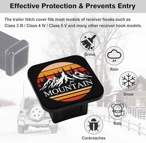 Swono 2x2 Tow Hitch Cover Orange Mountain Range Funny Pattern Rubber Trailer - Image 3