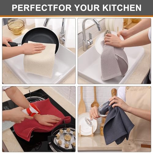 Kitinjoy 100% Cotton Waffle 8-Pack Kitchen Towels - Image 4